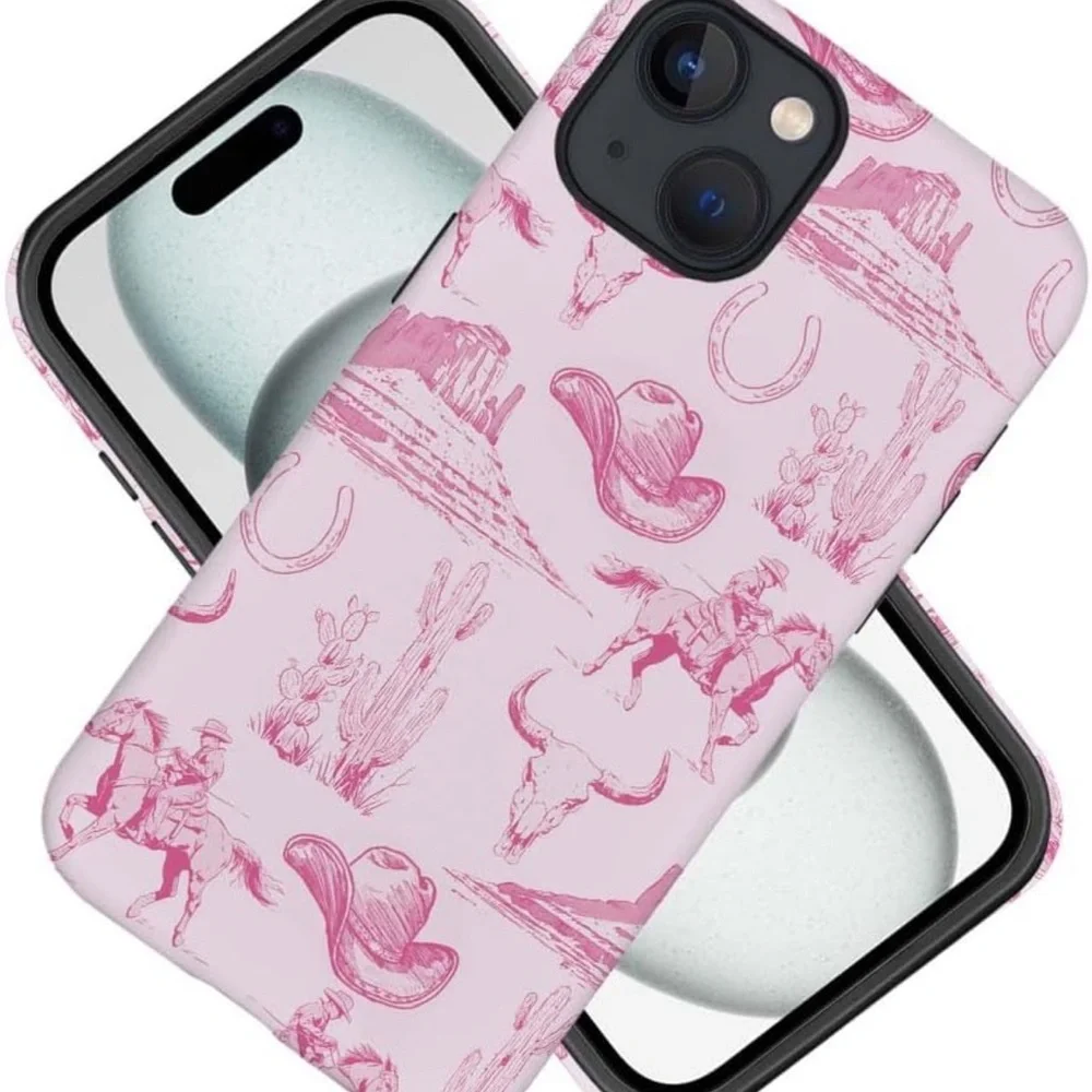 Pink Western-Themed Vintage Cowboy Cowgirl Phone Case IPhone 13 Protector